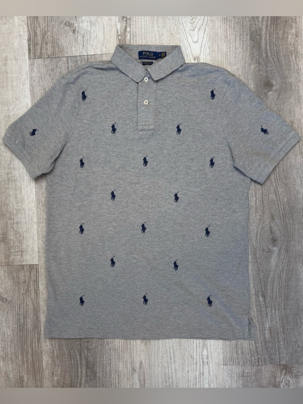Polo by Ralph Lauren Heather Gray Polo Scattered Pony Logo Embroidery Mens M